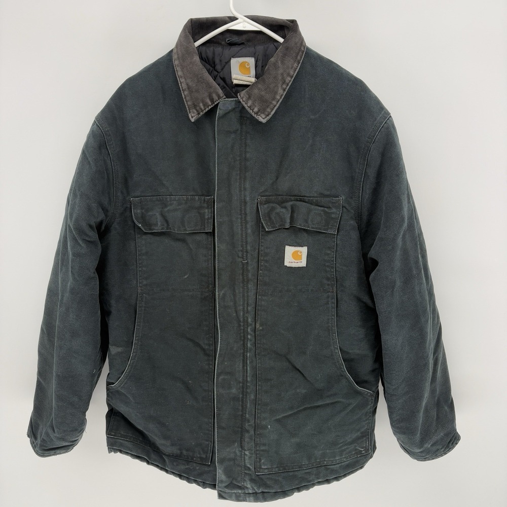 Vintage Carhartt C03 BLK Arctic Quilt Lined Canvas Chore Jacket Men XL 44
